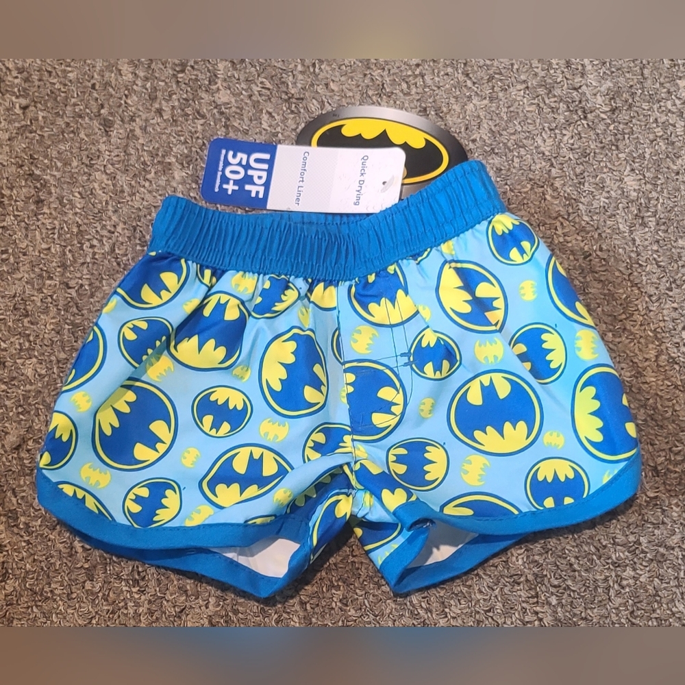 NWT Batman Baby Boys Swim Short Trunk Blue UPF 50+ Infant 0-3 months